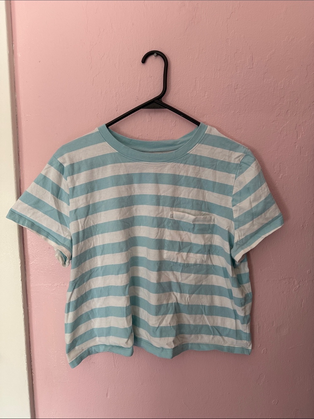 a.n.a Striped Crop Tee - Light Blue & White